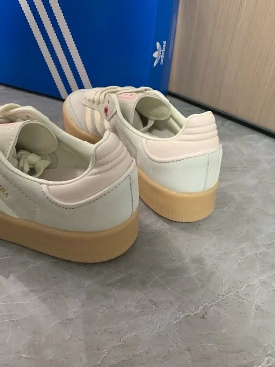 adidas Samba Cream Suede Sneakers with Pink Details and Gum Sole - Picture 5 of 5